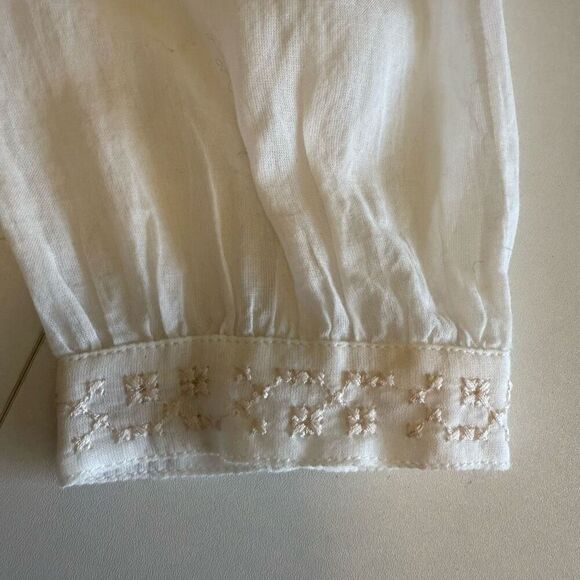 Paige Ava Semi Sheer Ivory Embroidered Blouse Sz M Boho, Cottagecore, Festival - Picture 7 of 16